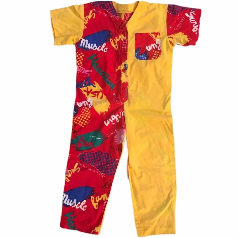 Vintage 1980’s Girl’s Jumpsuit, Primary Colors/ Colorblock, One‎ Piece, 4T/5T